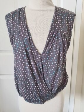 Ecote Grey Sleeveless Surplice Blouse